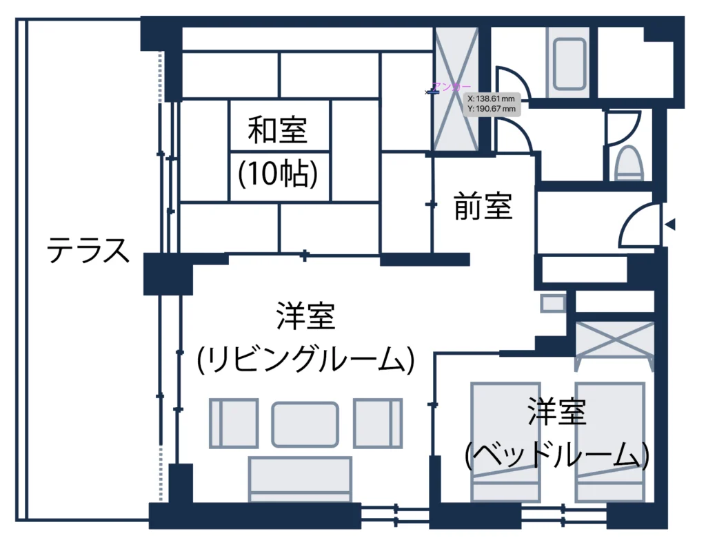 下田スイート和洋室間取り